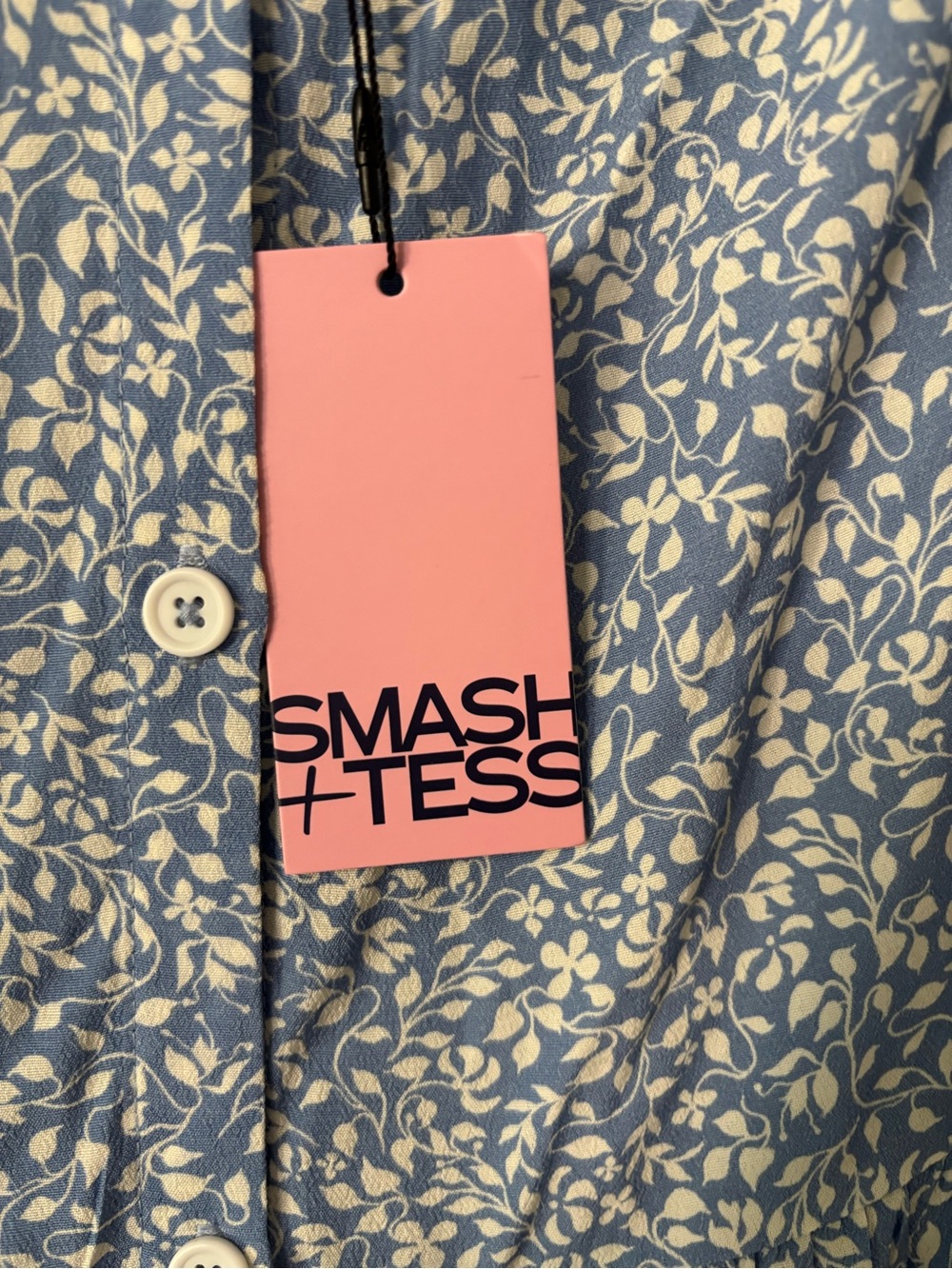 NWT Blue Floral Square-Neck Milkmaid Midi Dress - Picture 5 of 9